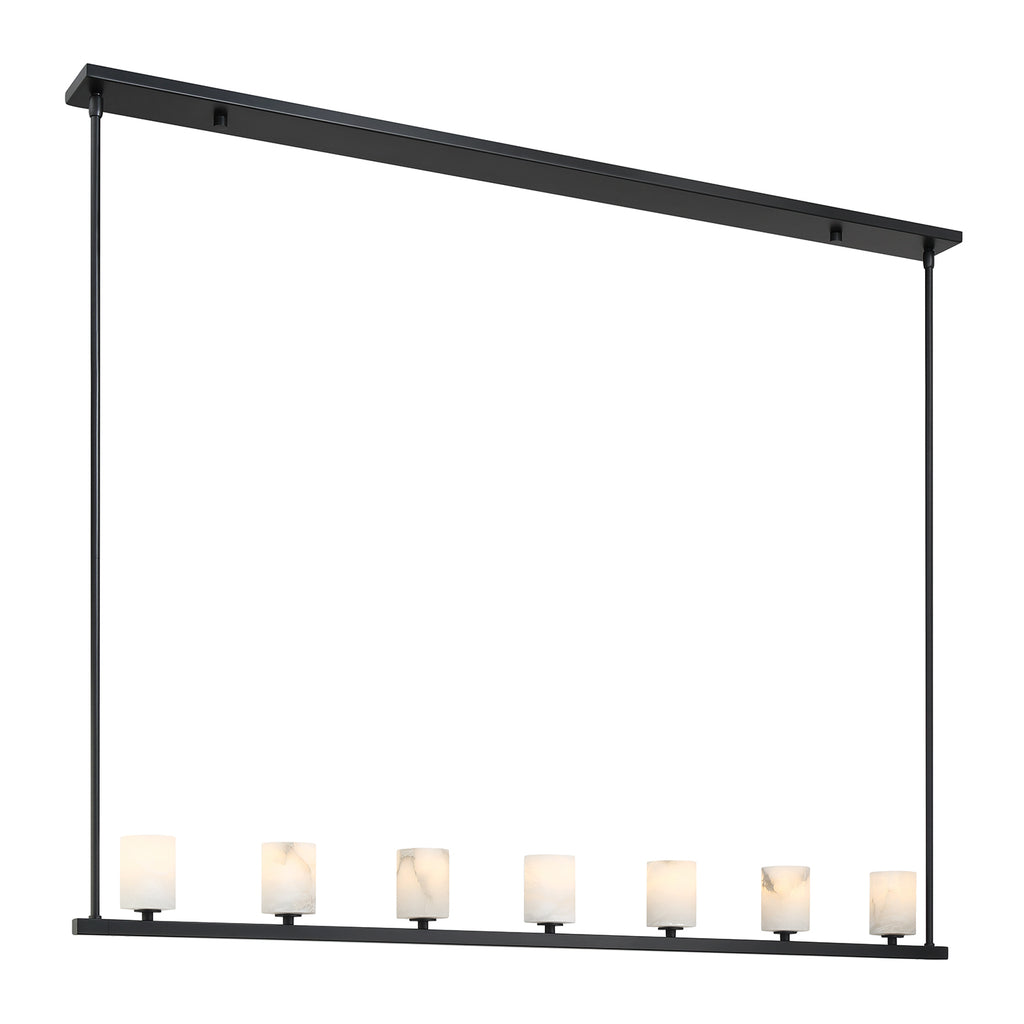 Crystorama Aragon 56'' LED Linear Chandelier in Matte Black - Front View