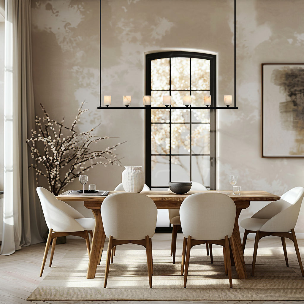 Crystorama Aragon 56'' LED Linear Chandelier in Matte Black - Lifestyle View