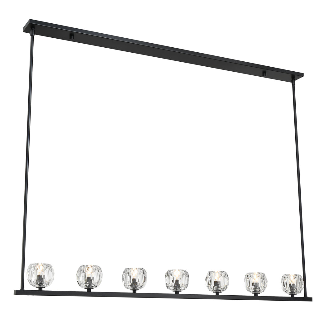 Crystorama Aragon 56'' LED Linear Chandelier in Matte Black - Front View