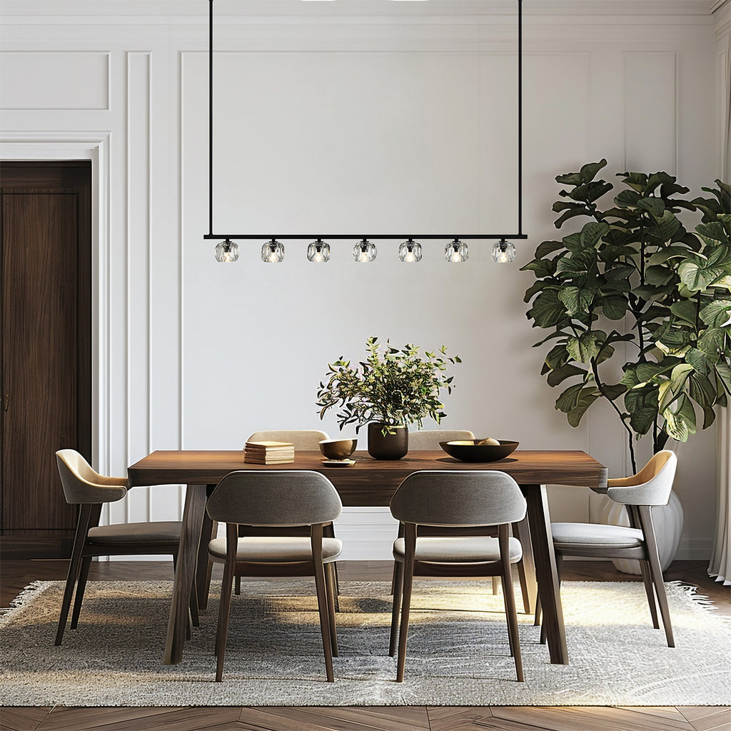 Crystorama Aragon 56'' LED Linear Chandelier in Matte Black - Lifestyle View