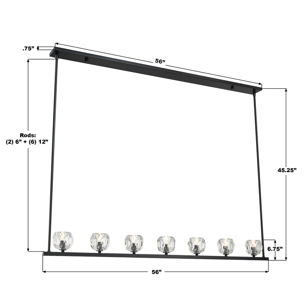 ARA-10267-MK Aragon 56'' LED Linear Chandelier | Dimensions Image