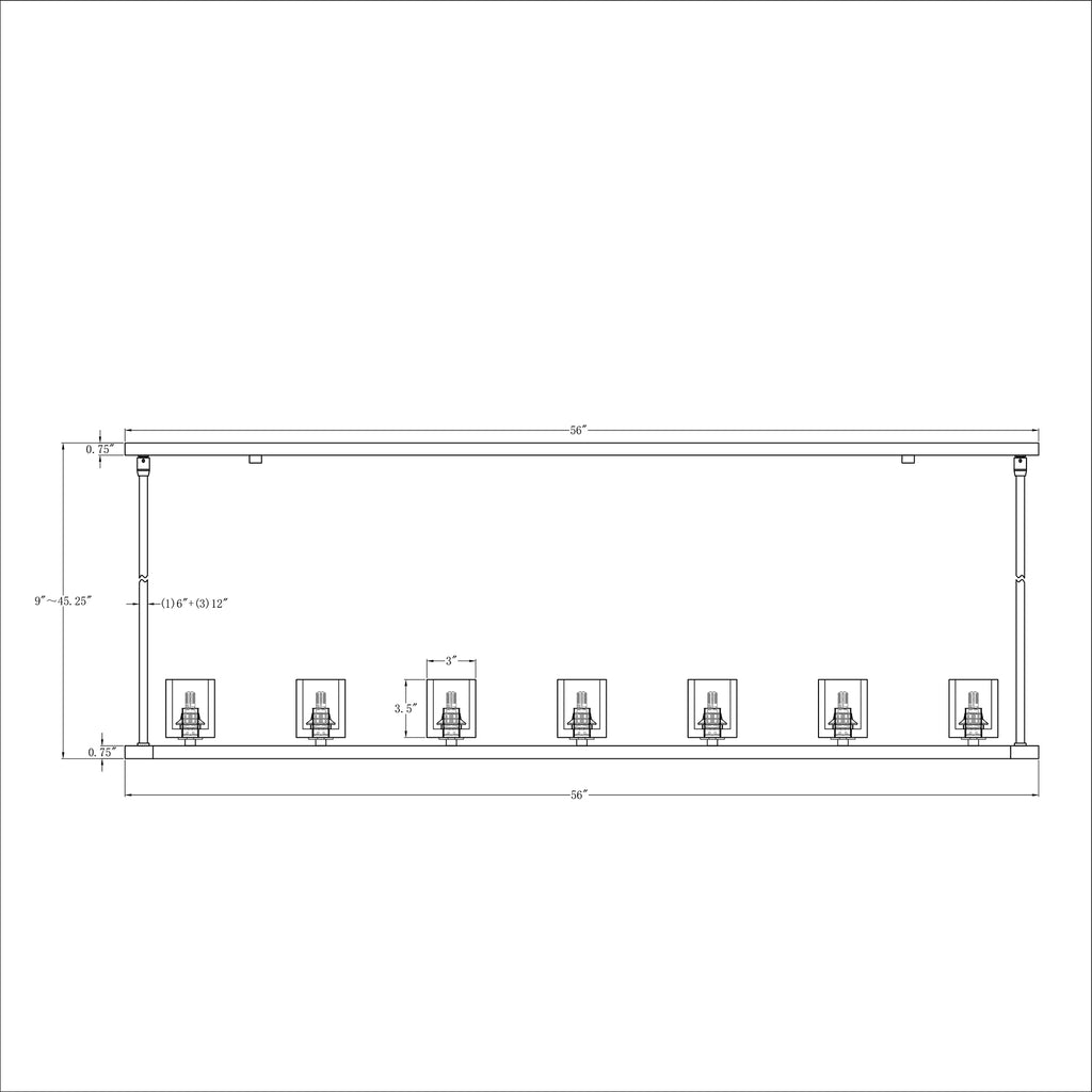 Crystorama Aragon 56'' LED Linear Chandelier - Product Dimensions