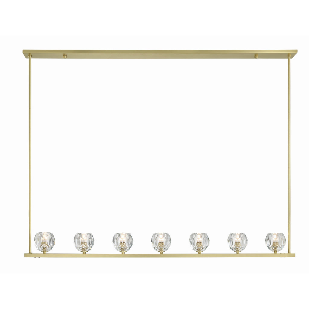 Crystorama Aragon 56'' LED Linear Chandelier in Soft Brass - Front View
