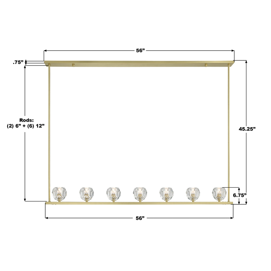 ARA-10267-SB Aragon 56'' LED Linear Chandelier | Dimensions Image
