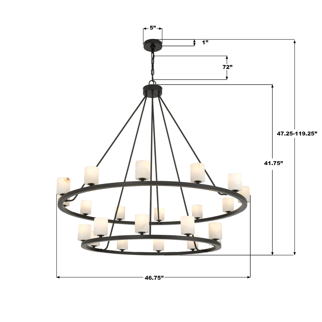 ARA-10268-MK-ST Aragon 46.75'' LED Chandelier | Dimensions Image