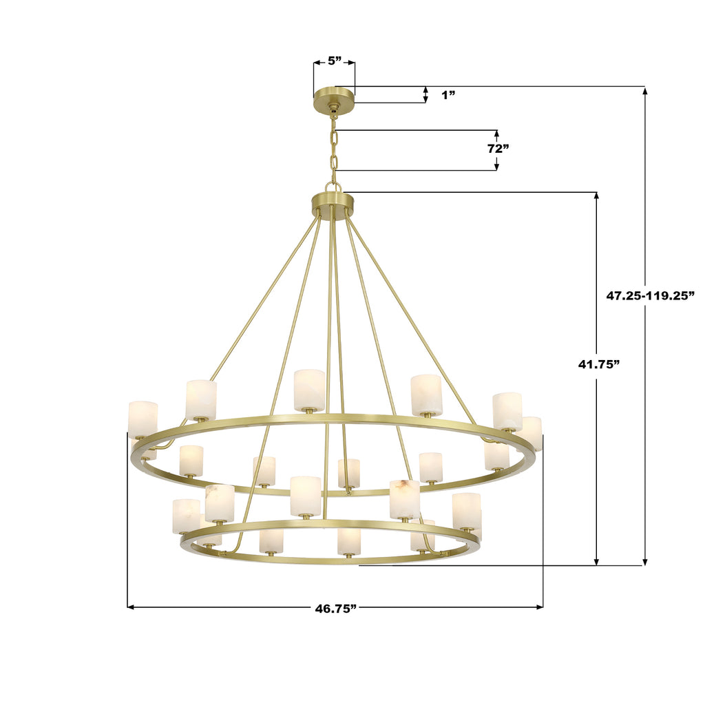 ARA-10268-SB-ST Aragon 46.75'' LED Chandelier | Dimensions Image