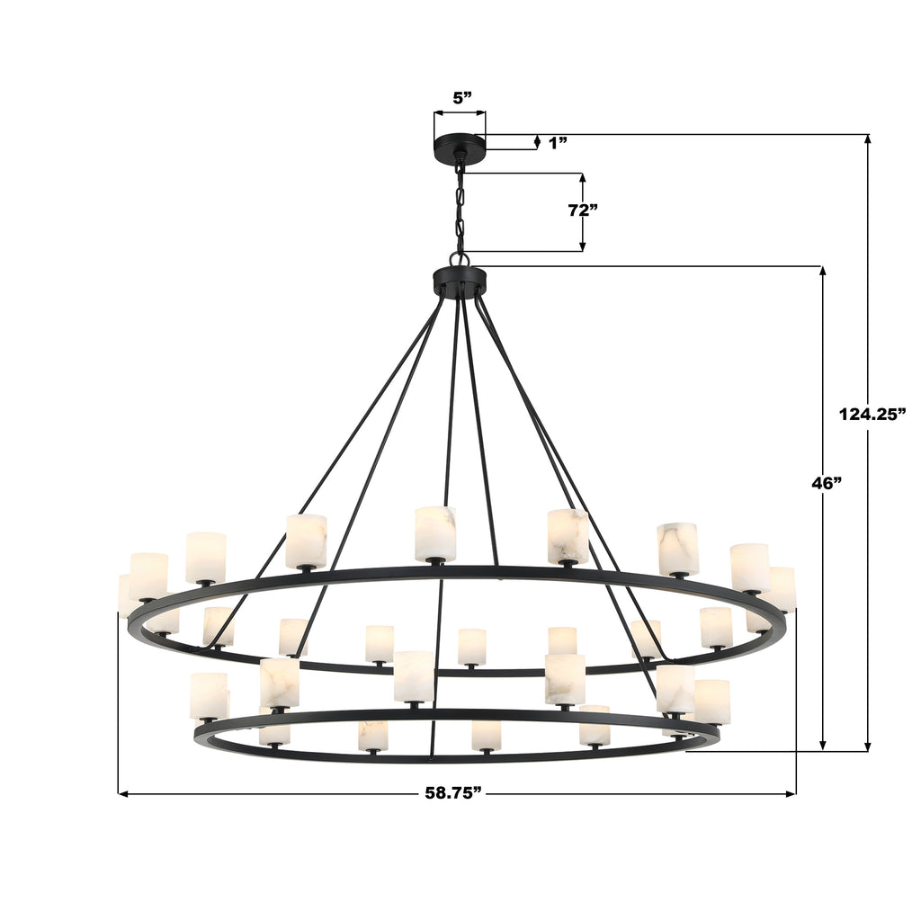 ARA-10269-MK-ST Aragon 58.75'' LED Chandelier | Dimensions Image