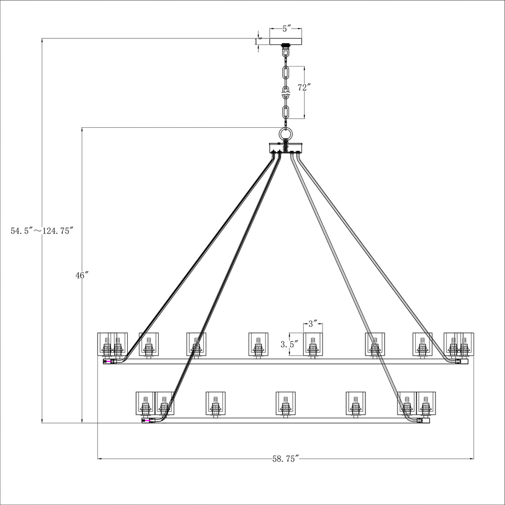 Crystorama Aragon 58.75'' LED Chandelier - Product Dimensions