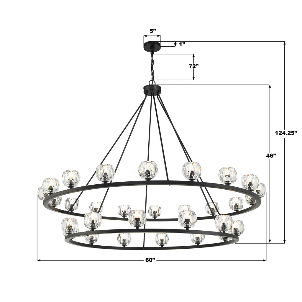 Crystorama Aragon 60'' LED Chandelier - Product Dimensions