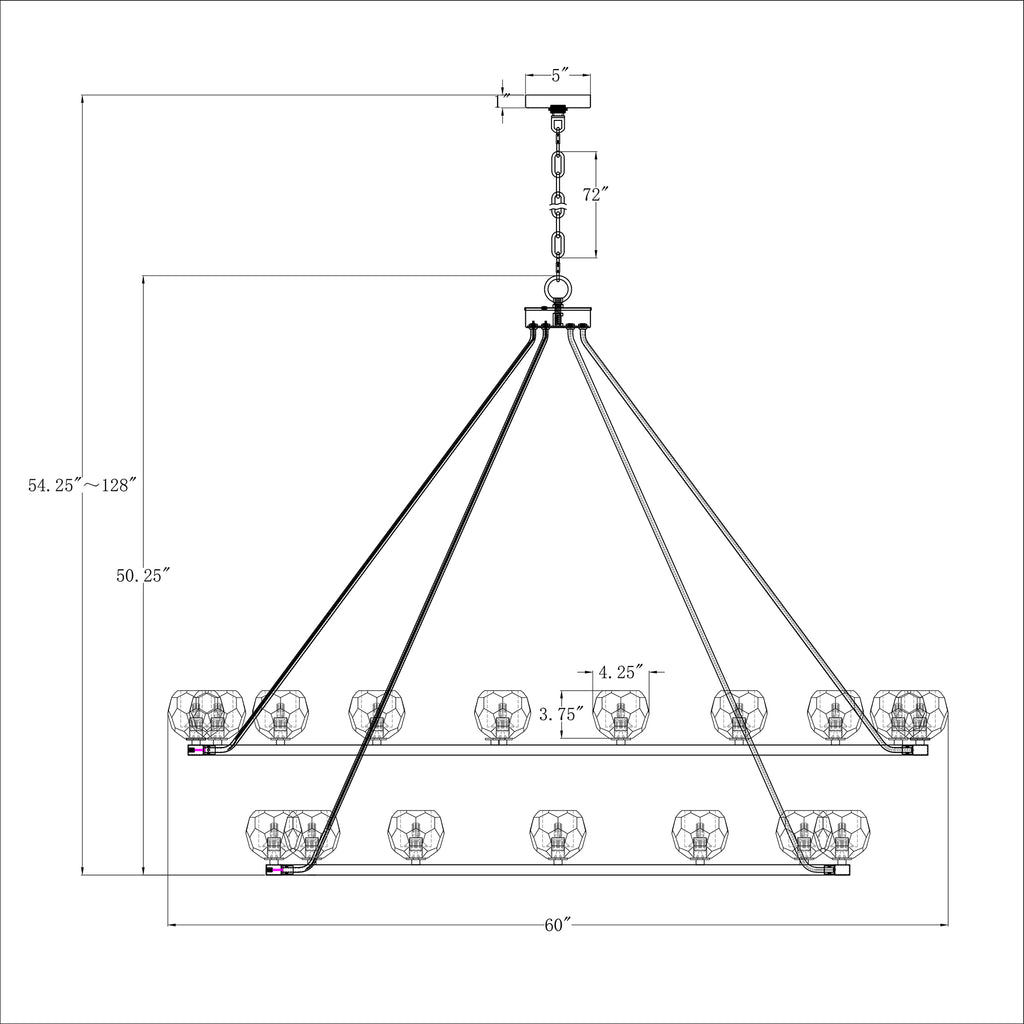 Crystorama Aragon 60'' LED Chandelier - Product Dimensions