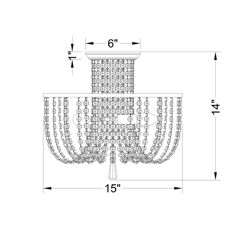 Crystorama Arcadia 15'' Semi Flush Mount - Product Dimensions
