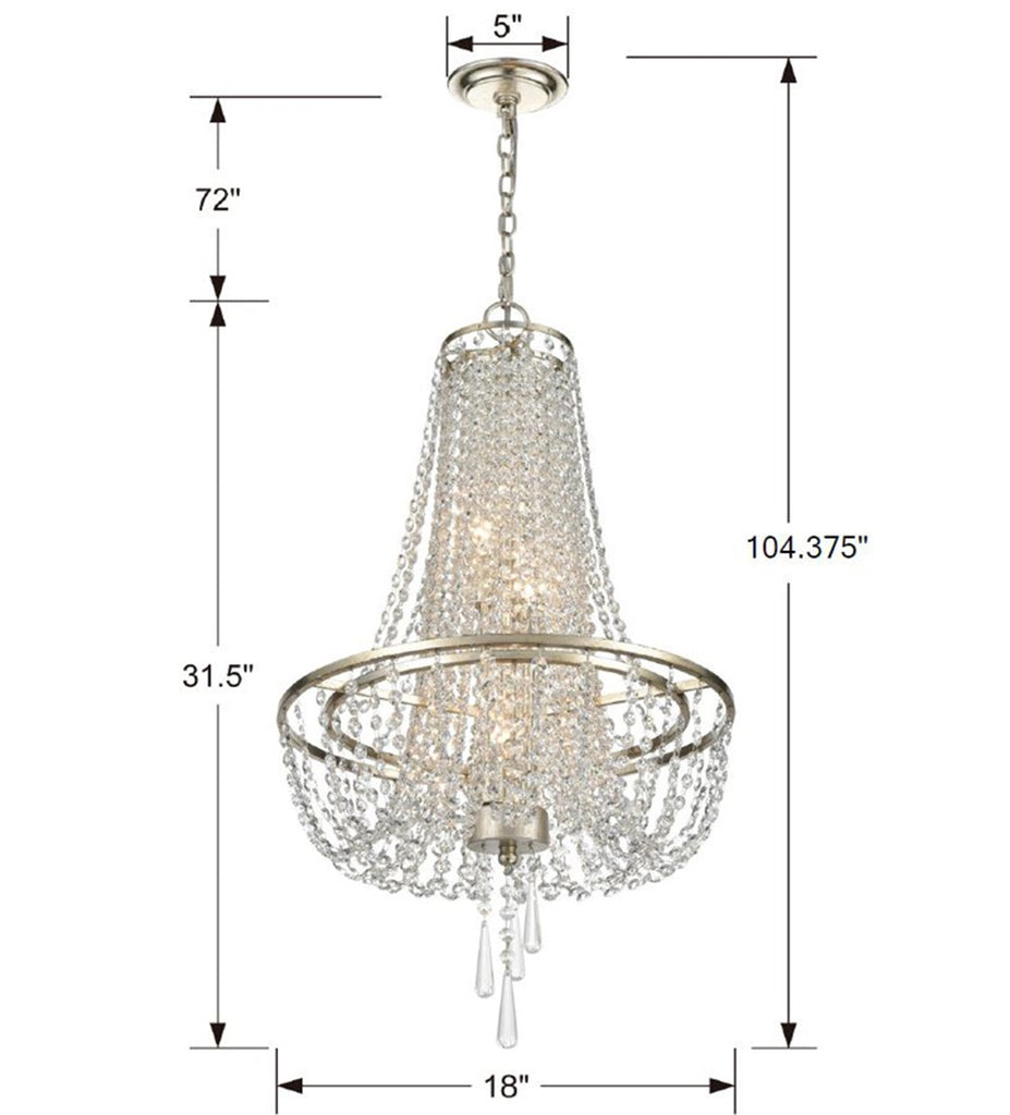 ARC-1907-SA-CL-MWP_ULN Arcadia 4 Light Chandelier | Dimensions Image