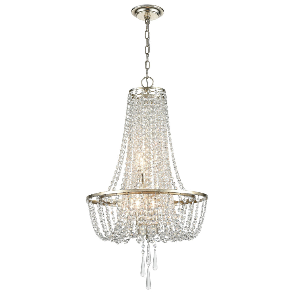 Crystorama-OPEN-BOX Arcadia 4 Light Chandelier in Antique Silver - Front View