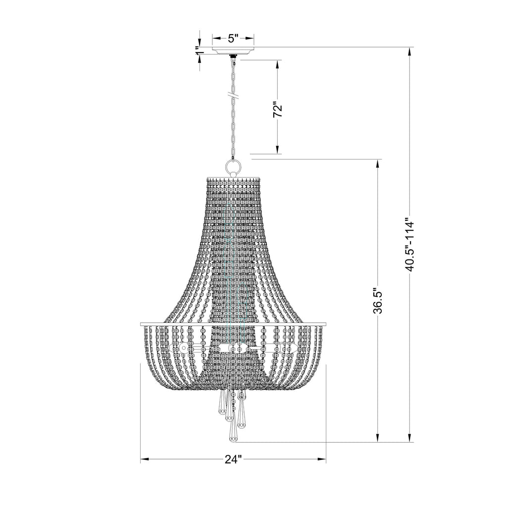 Crystorama Arcadia 24'' Chandelier - Product Dimensions