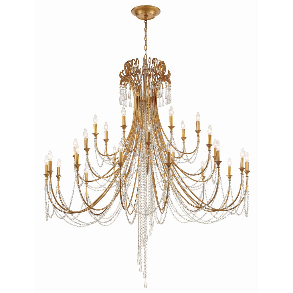 Crystorama Arcadia 61'' Chandelier in Antique Gold - Front View