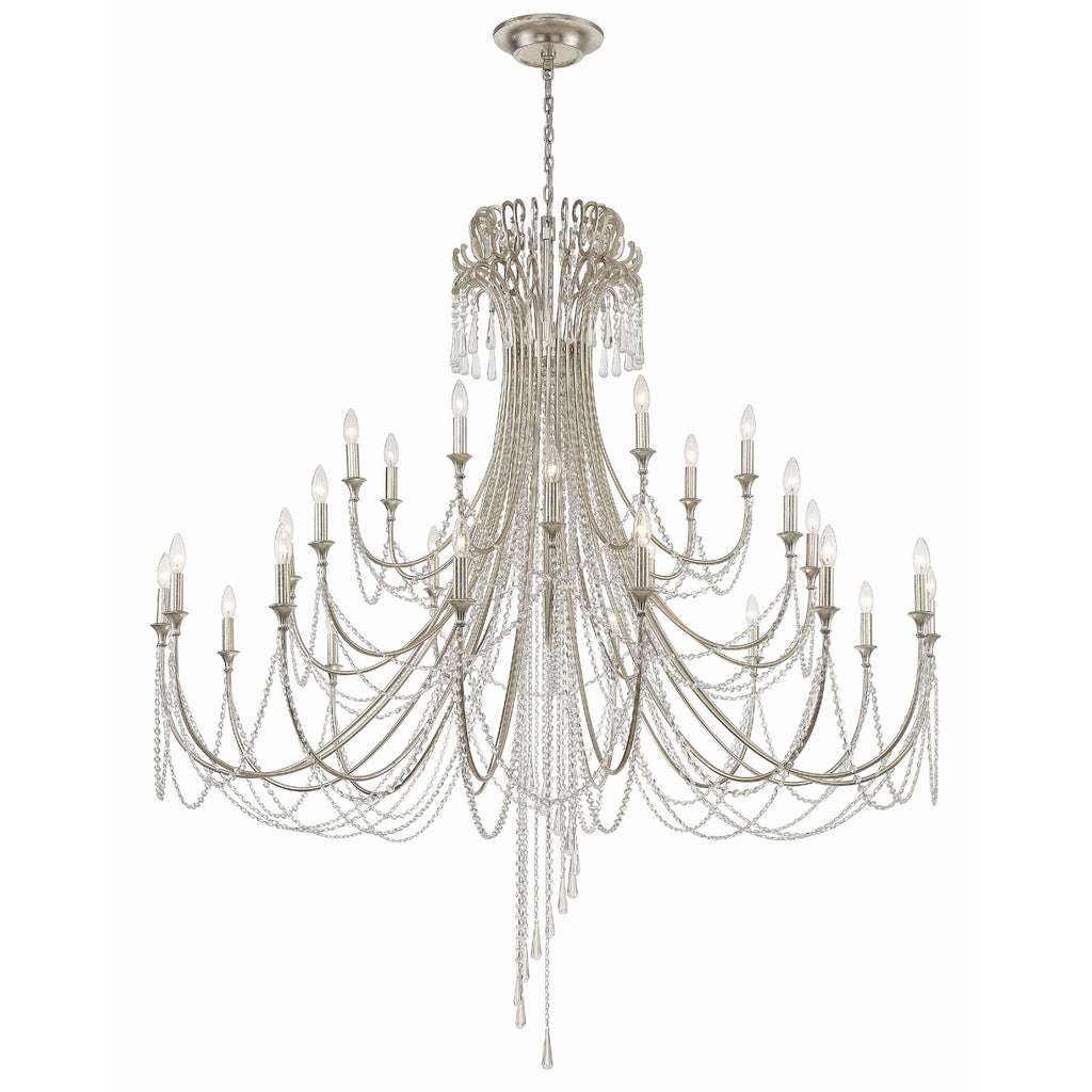 Crystorama Arcadia 61'' Chandelier in Antique Silver - Front View