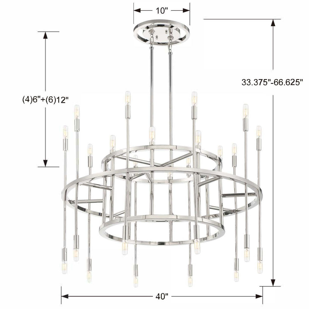 ARS-B4020-PN Aries 20 Light Chandelier | Dimensions Image