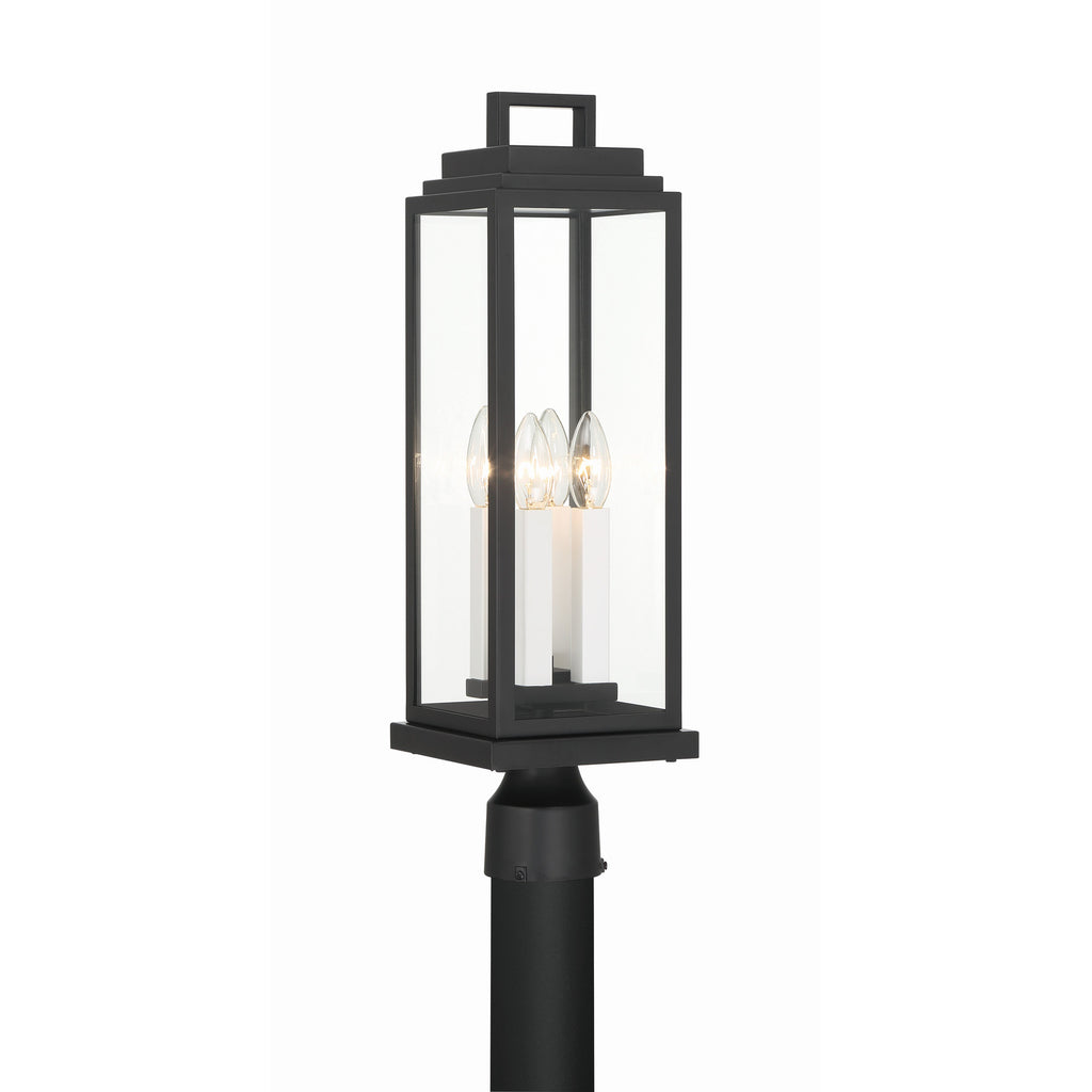 Crystorama Aspen 6.5'' Outdoor Post in Matte Black - Front View