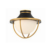 Crystorama Atlas 13.5'' Outdoor Semi Flush Mount in Matte Black + Textured Gold - Front View