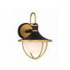 Crystorama Atlas 9.75'' Outdoor Sconce in Matte Black + Textured Gold - Front View