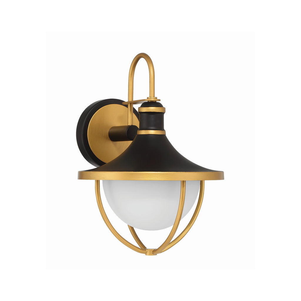 Crystorama Atlas 9.75'' Outdoor Sconce in Matte Black + Textured Gold - Additional View