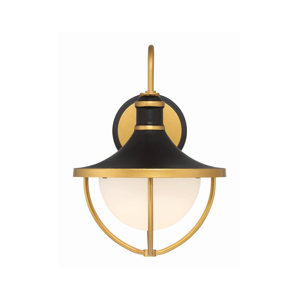 Crystorama Atlas 9.75'' Outdoor Sconce in Matte Black + Textured Gold - Additional View