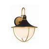 Crystorama Atlas 16.5'' Outdoor Sconce in Matte Black + Textured Gold - Front View