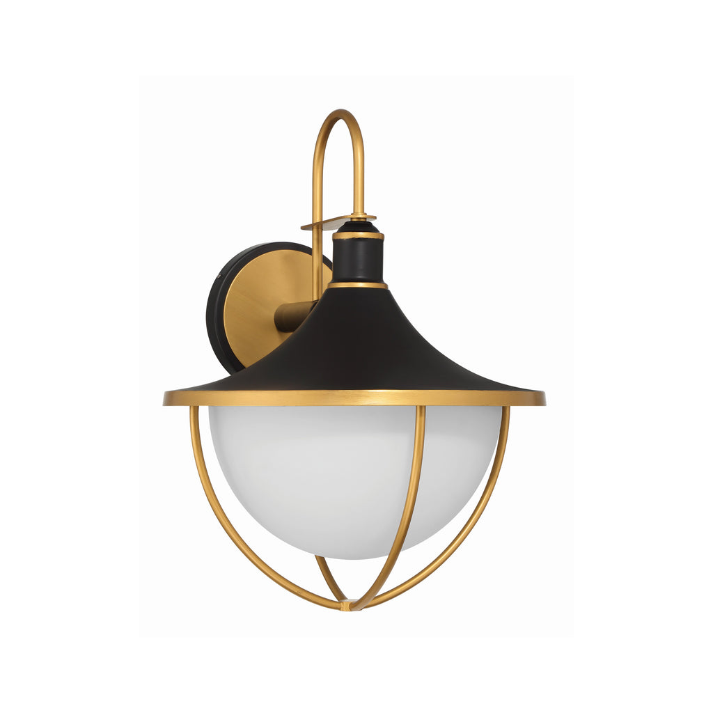 Crystorama Atlas 16.5'' Outdoor Sconce in Matte Black + Textured Gold - Additional View
