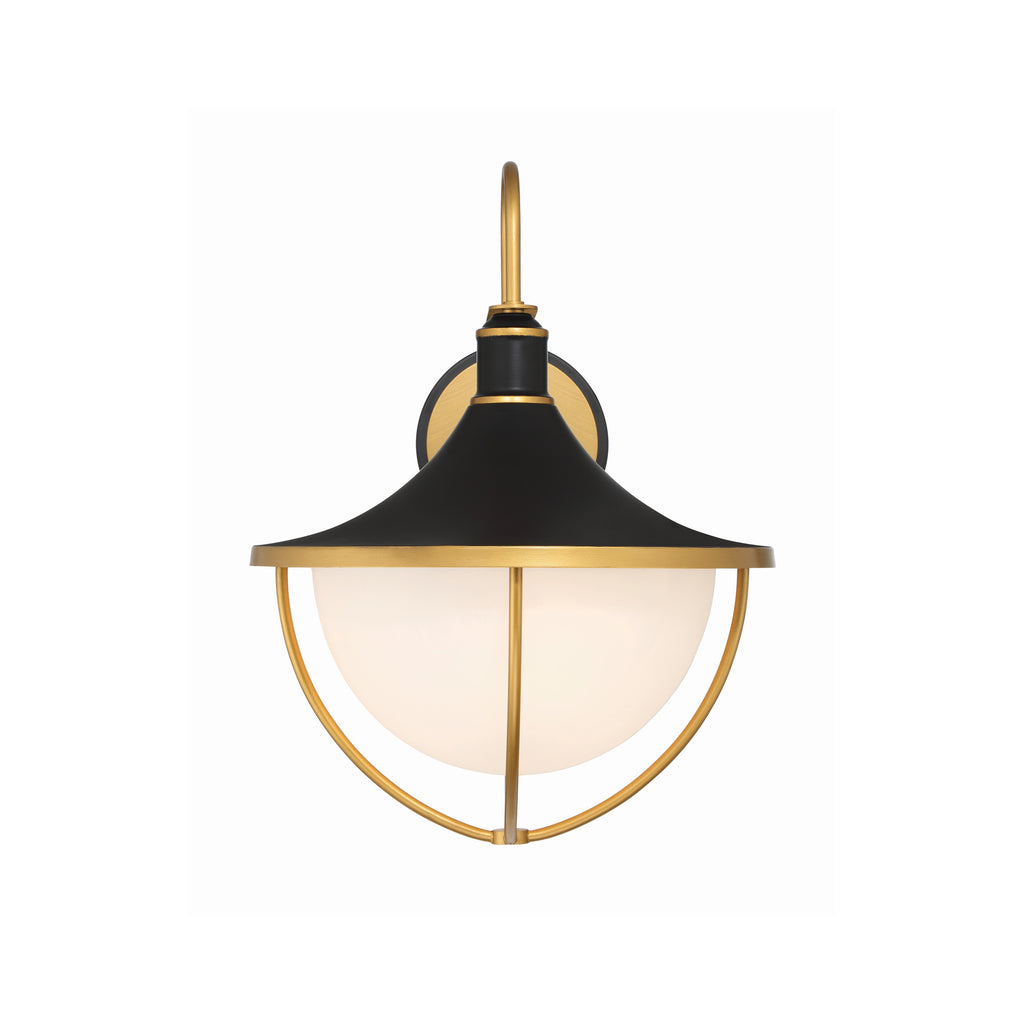 Crystorama Atlas 16.5'' Outdoor Sconce in Matte Black + Textured Gold - Additional View