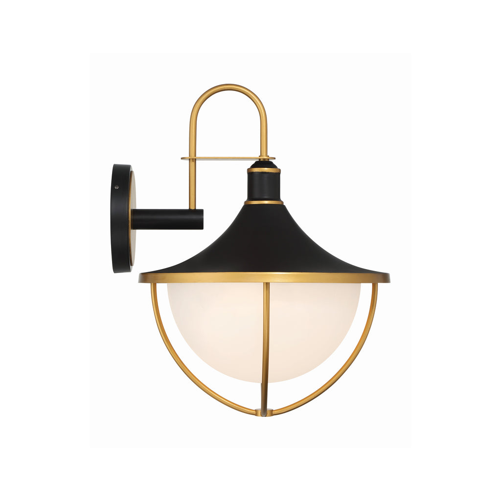 Crystorama Atlas 16.5'' Outdoor Sconce in Matte Black + Textured Gold - Additional View