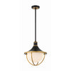 Crystorama Atlas 16.5'' Outdoor Pendant in Matte Black + Textured Gold - Front View