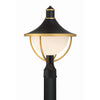 Crystorama Atlas 13.5'' Outdoor Post in Matte Black + Textured Gold - Front View