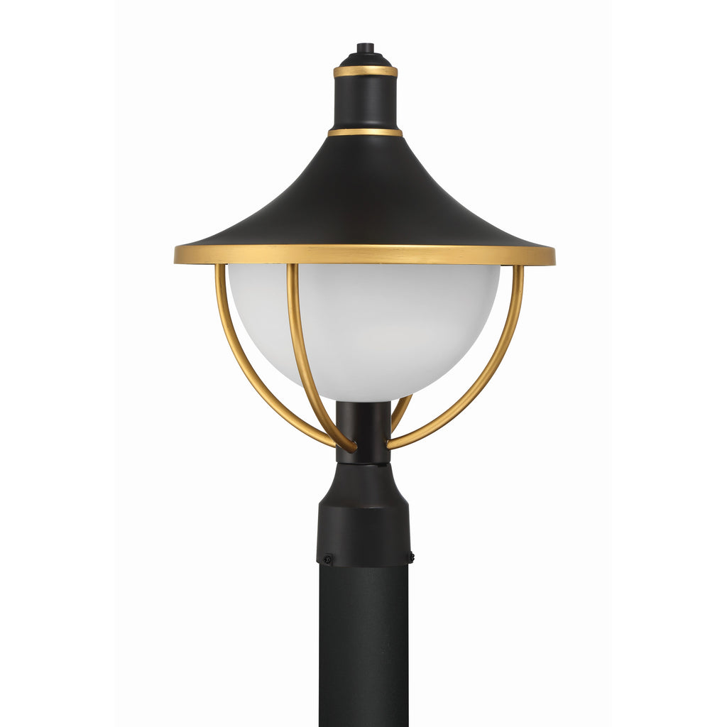 Crystorama Atlas 13.5'' Outdoor Post in Matte Black + Textured Gold - Additional View