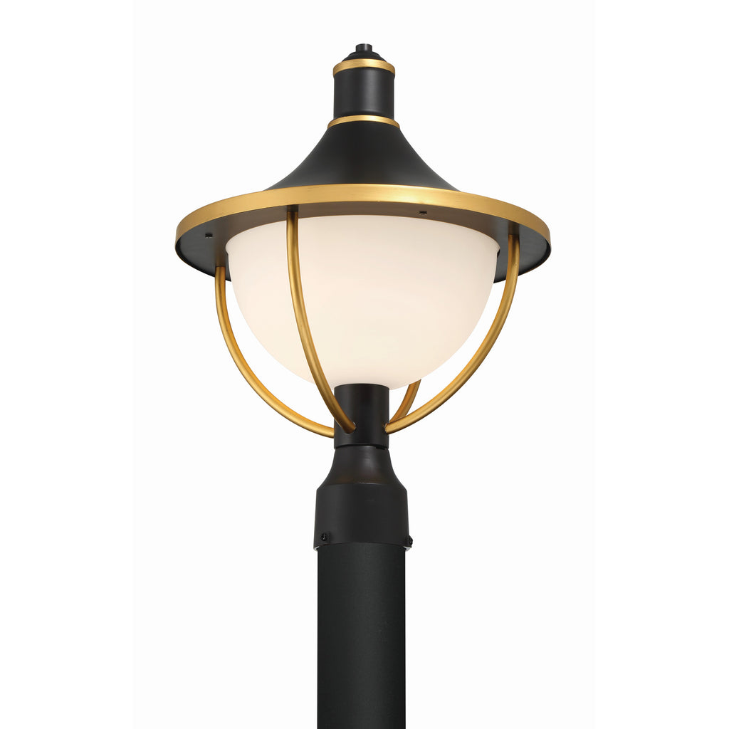 Crystorama Atlas 13.5'' Outdoor Post in Matte Black + Textured Gold - Additional View