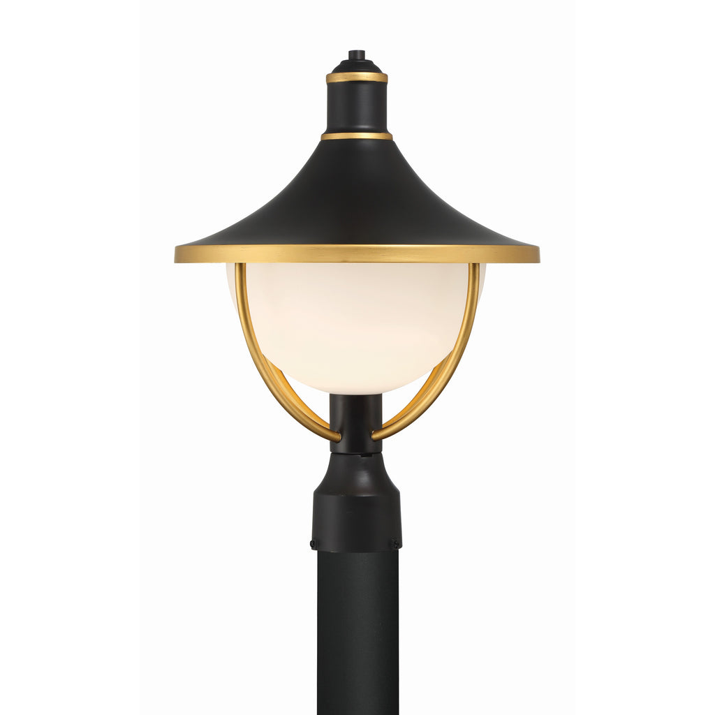 Crystorama Atlas 13.5'' Outdoor Post in Matte Black + Textured Gold - Additional View
