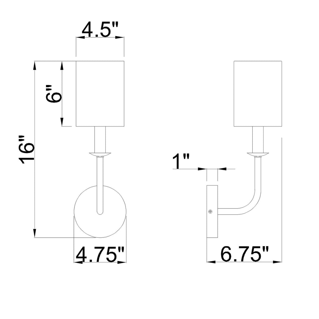Crystorama Bailey 4.75'' Sconce - Product Dimensions