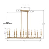 BAI-A2112-AG Bailey 12 Light Linear Chandelier | Dimensions Image