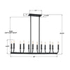 BAI-A2112-MK Bailey 12 Light Linear Chandelier | Dimensions Image