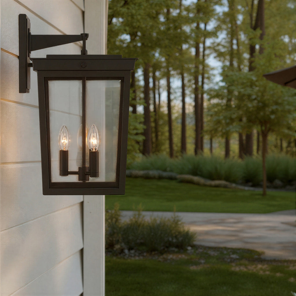 Crystorama Belmont 12'' Outdoor Sconce in Twilight Bronze - Lifestyle View