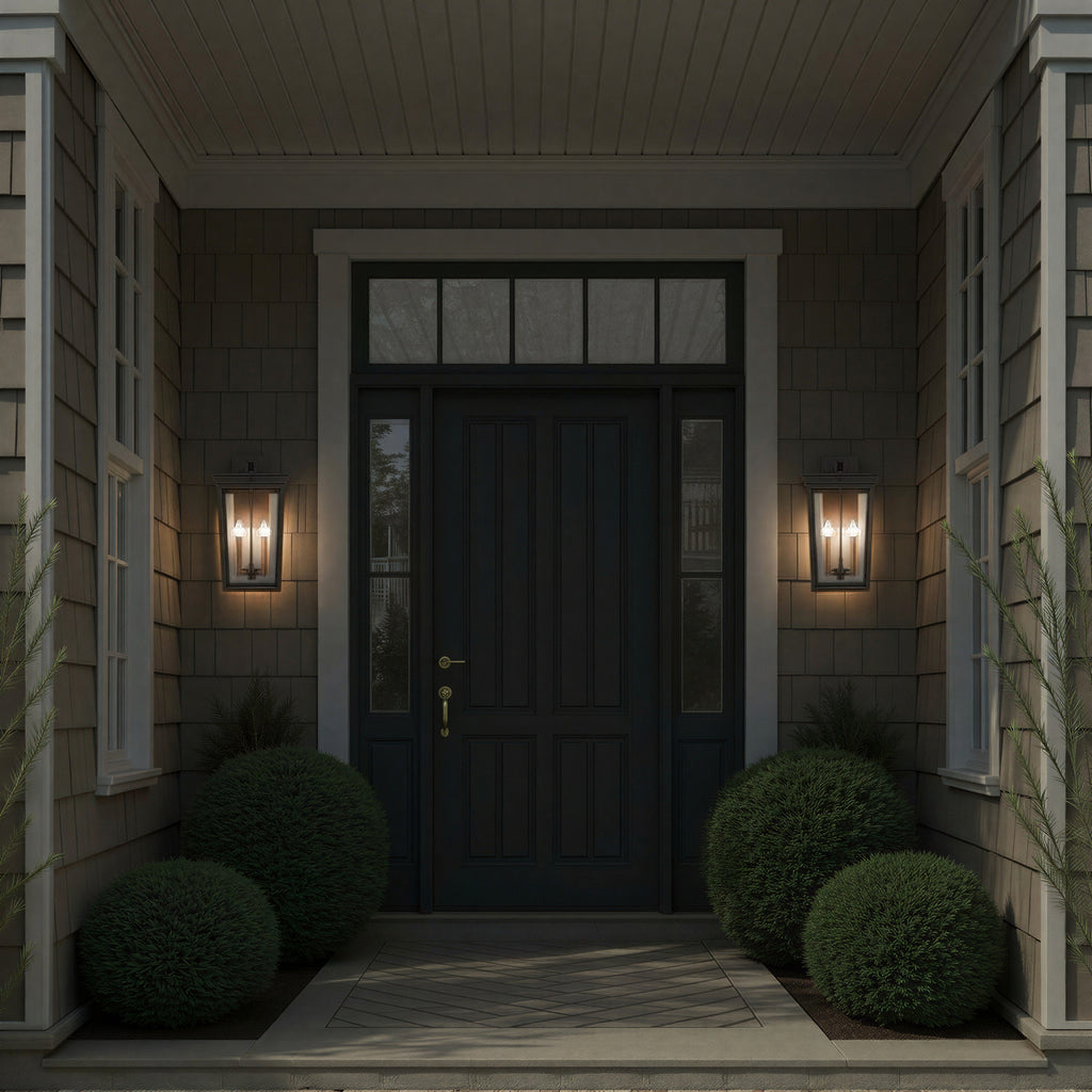 Crystorama Belmont 14'' Outdoor Sconce in Twilight Bronze - Lifestyle View