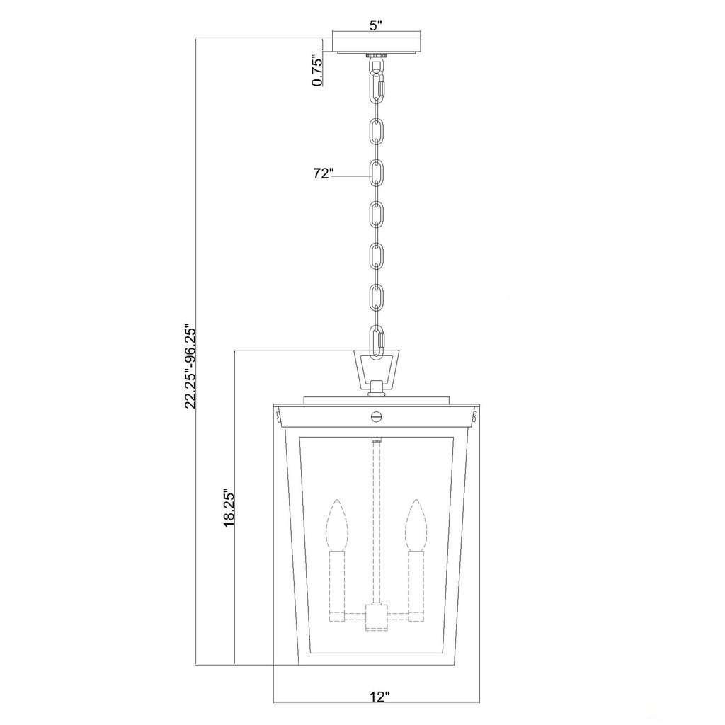 Crystorama Belmont 12'' Outdoor Pendant - Product Dimensions