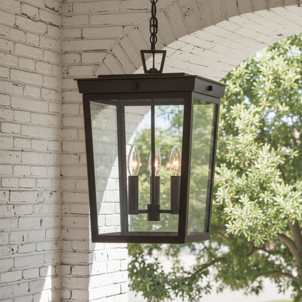 Crystorama Belmont 12'' Outdoor Pendant in Twilight Bronze - Lifestyle View