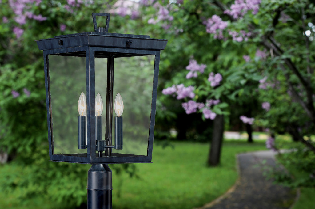 BEL-A8069-GE Belmont 3 Light Outdoor Post | Lifestyle Image