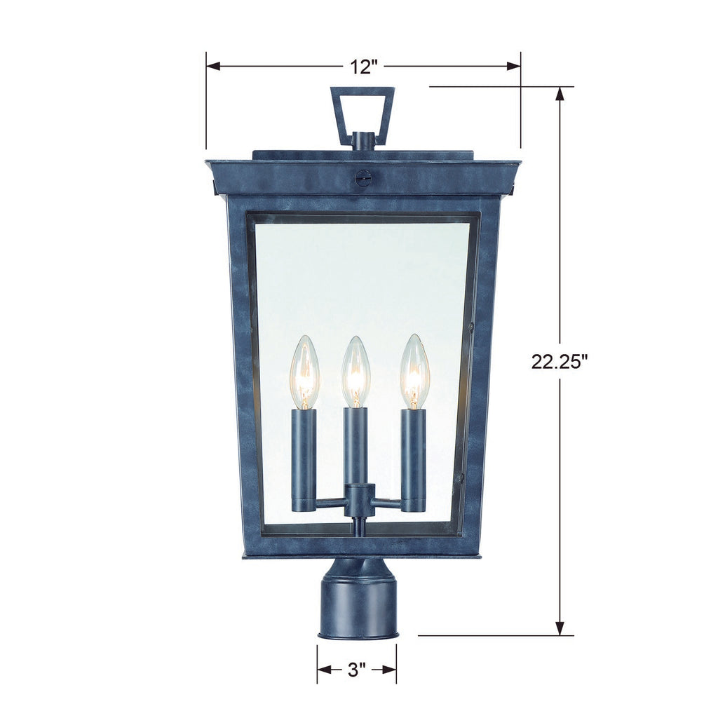 BEL-A8069-GE Belmont 3 Light Outdoor Post | Dimensions Image