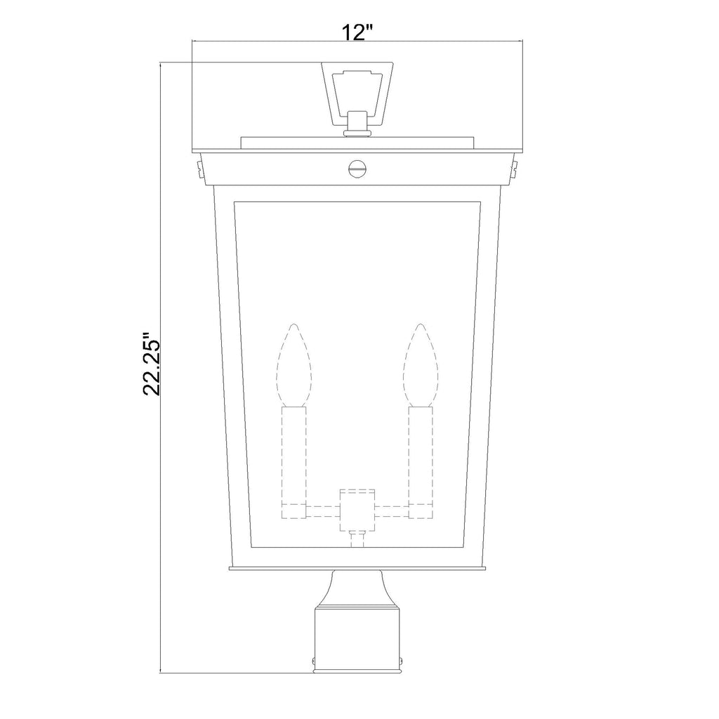 Crystorama Belmont 12'' Outdoor Post - Product Dimensions