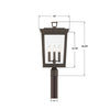 BEL-A8069-TZ Belmont 12'' Outdoor Post | Dimensions Image