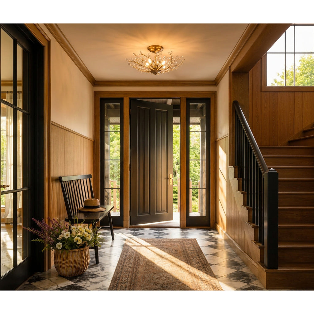 Crystorama Bridget 21.75" Semi Flush Mount in Soft Gold - Lifestyle View