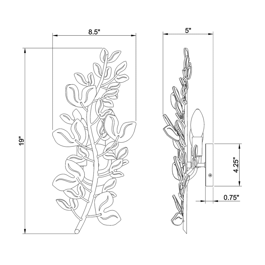 Crystorama Bridget 8.5" Sconce - Product Dimensions