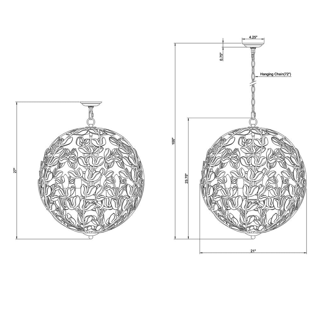 Crystorama Bridget 21" Chandelier - Product Dimensions