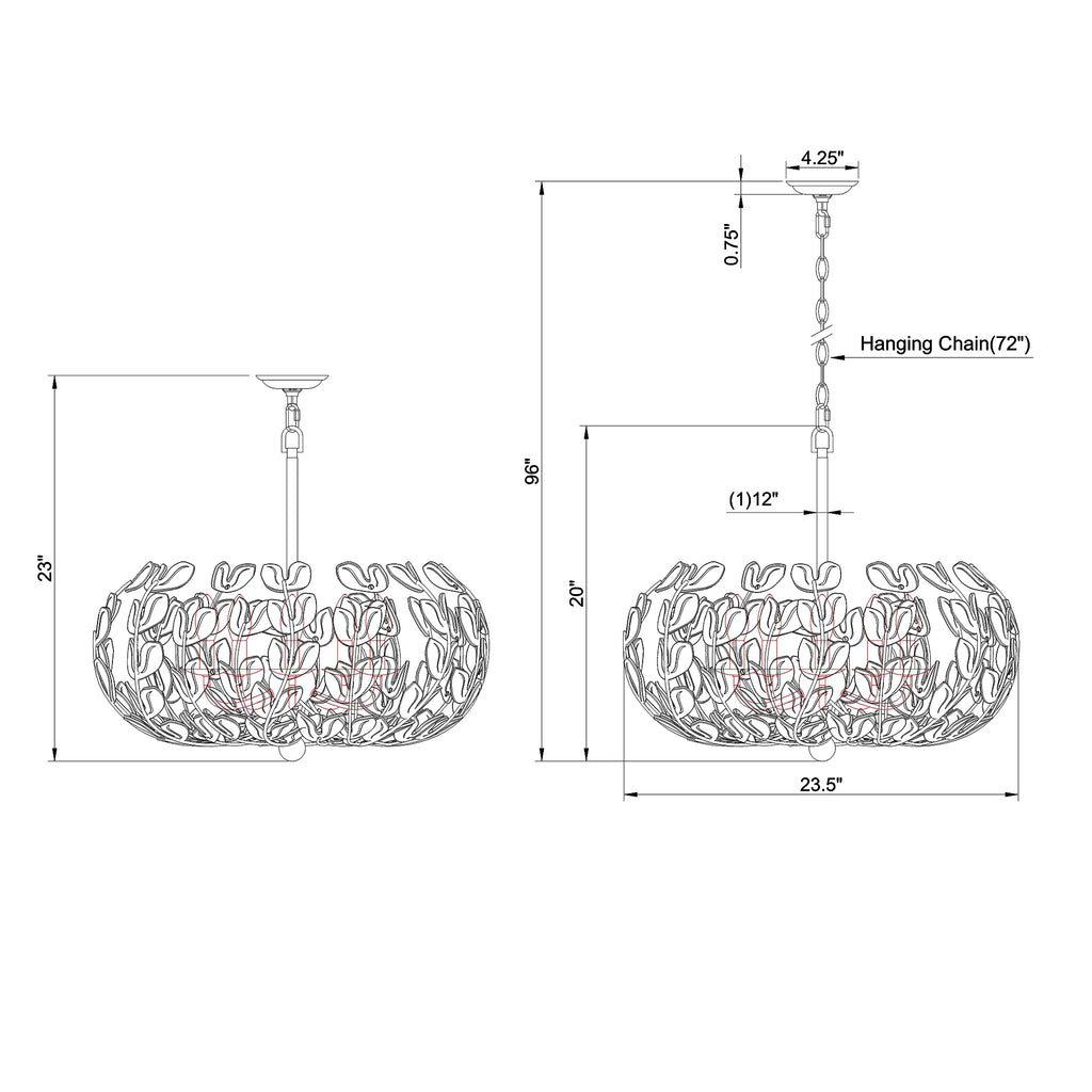 Crystorama Bridget 23.5" Chandelier - Product Dimensions